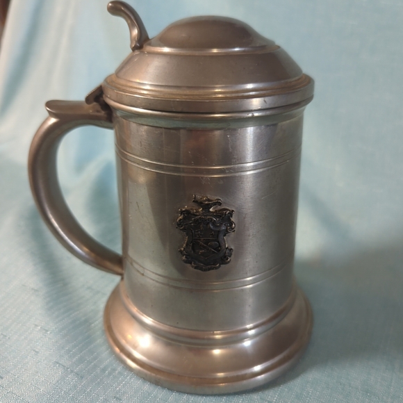Vintage 1943 Pewter Glass Bottom Mug Stein With Hinged Lid - Picture 2 of 10